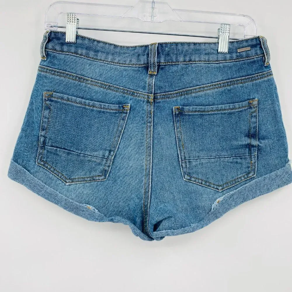 Kendall & Kylie Size 29 Light Wash Cuffed High Rise Denim Shorts